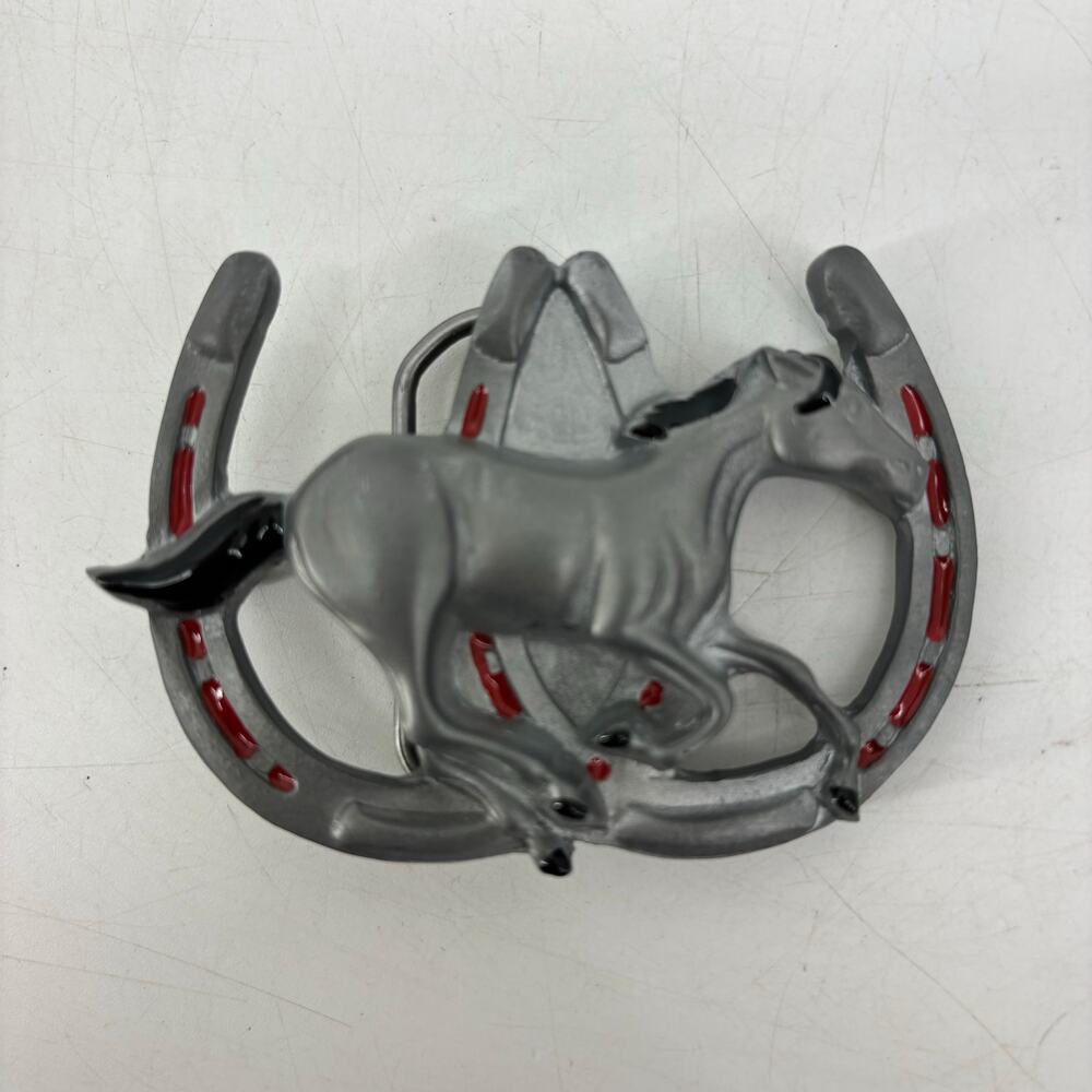 Great American Buckle Co. Horse & Horseshoe Belt Buckle Enamel